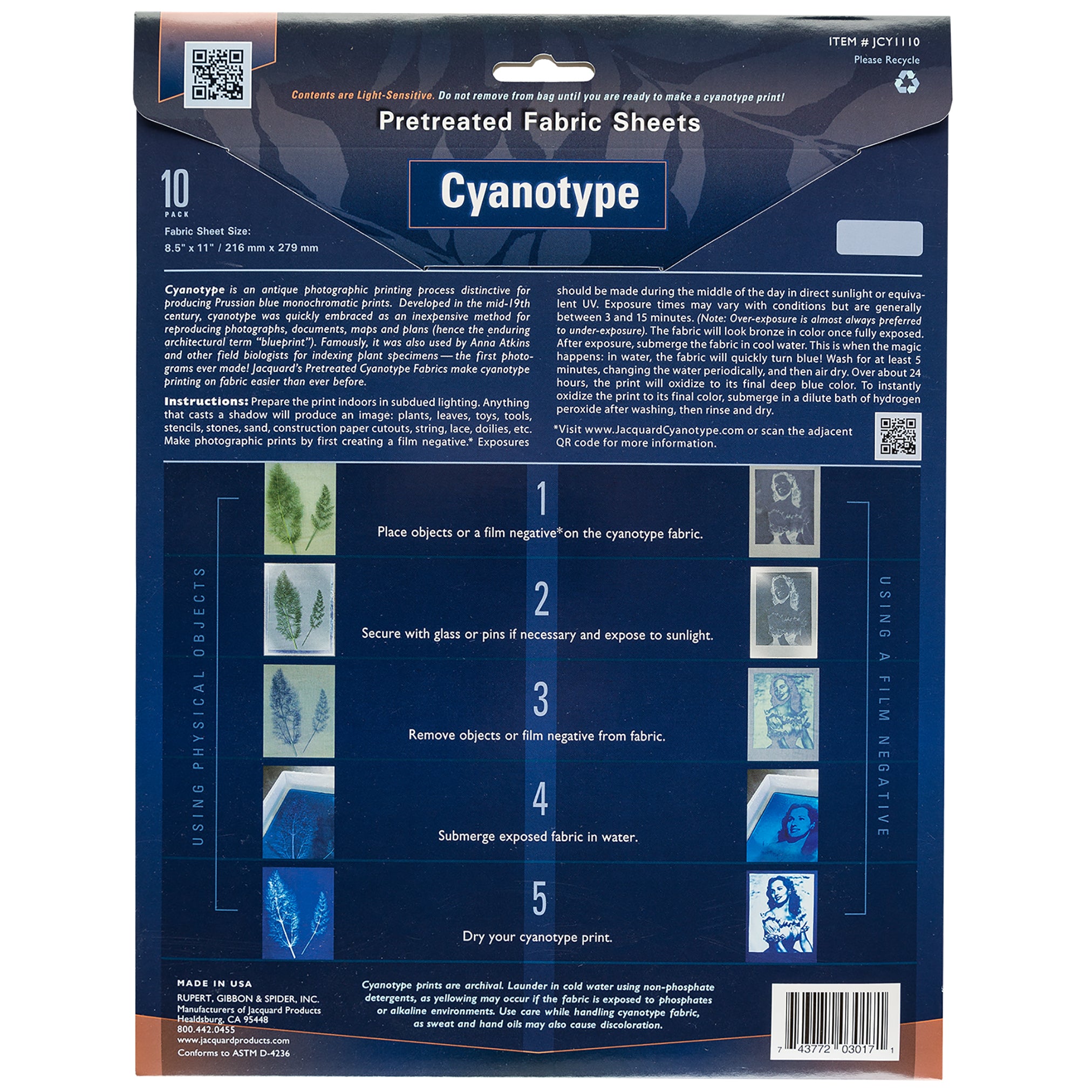 Jacquard Cyanotypie Stoffbögen (21,6 x 28 cm)