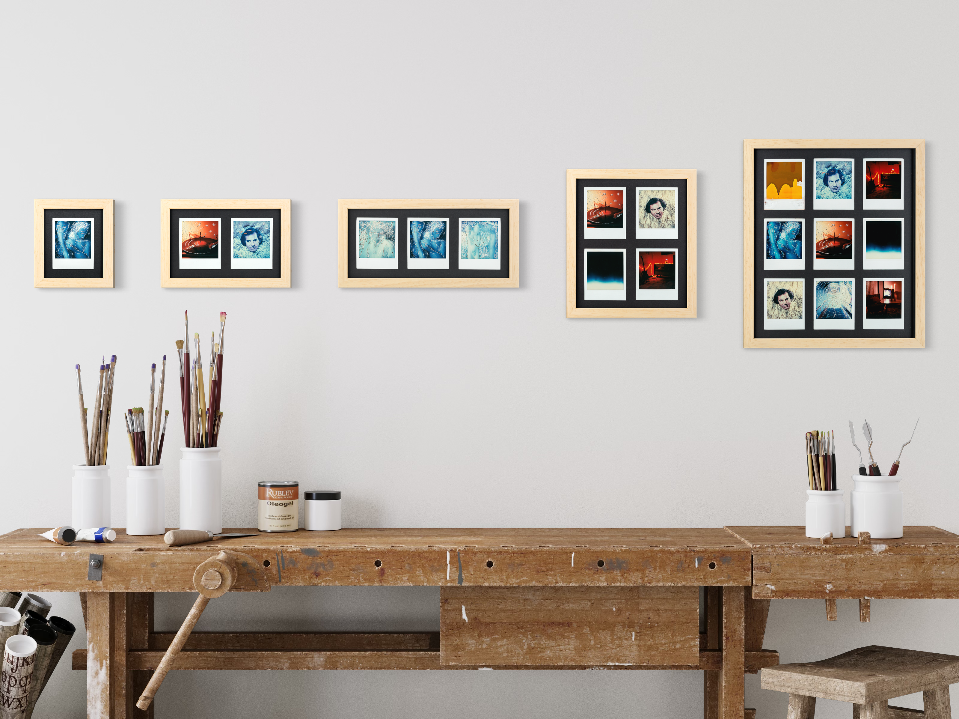 Polaroid Bilderrahmen (natur/schwarz)