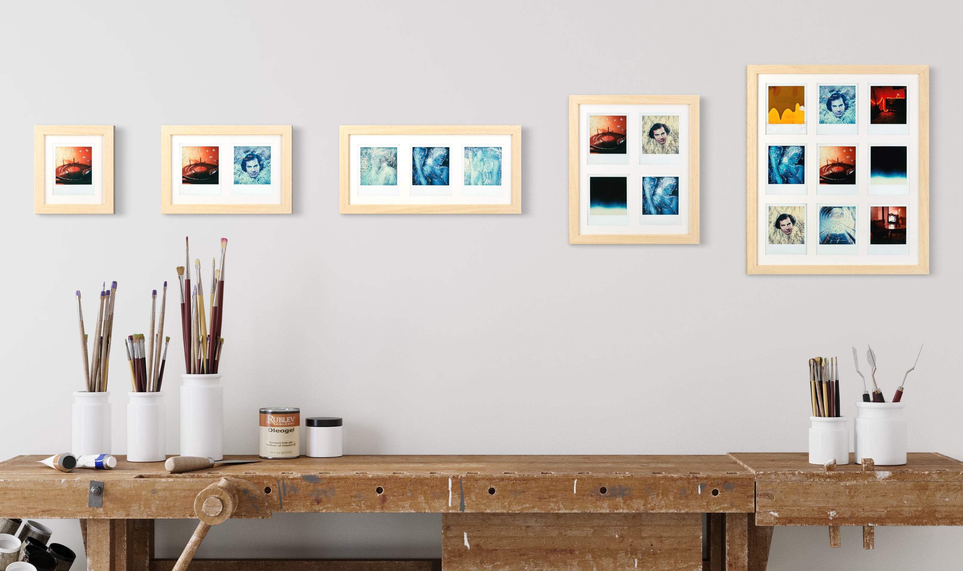 Polaroid Bilderrahmen (natur/weiß)